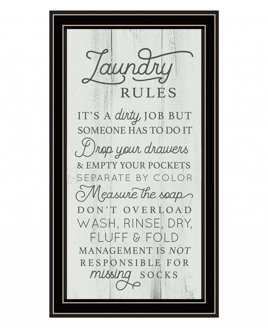 Laundry Rules 1 Black Framed Print Wall Art