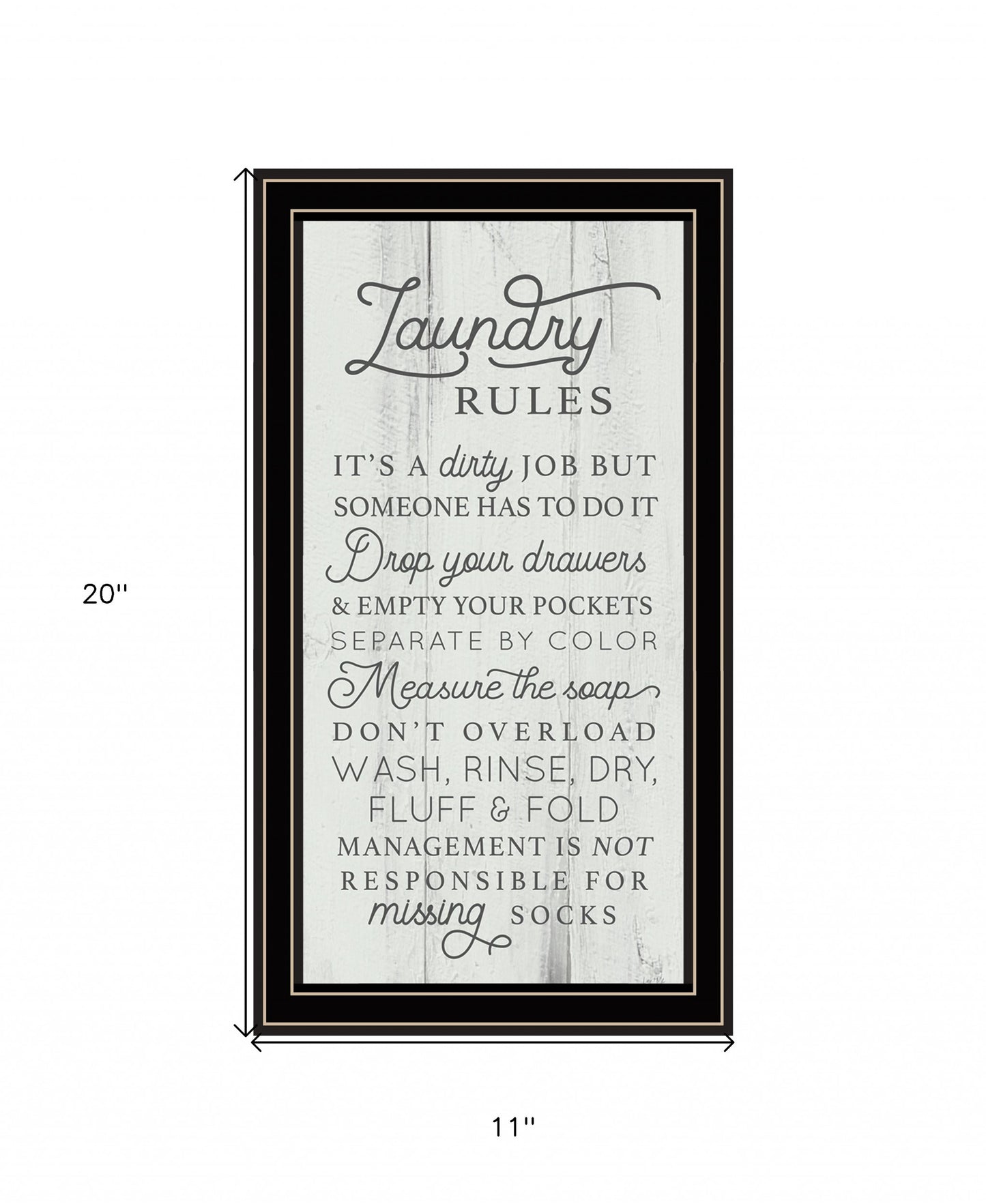 Laundry Rules 1 Black Framed Print Wall Art