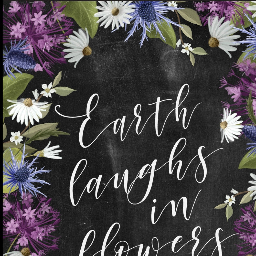 Earth Laughs In Flowers 1 Black Framed Print Wall Art