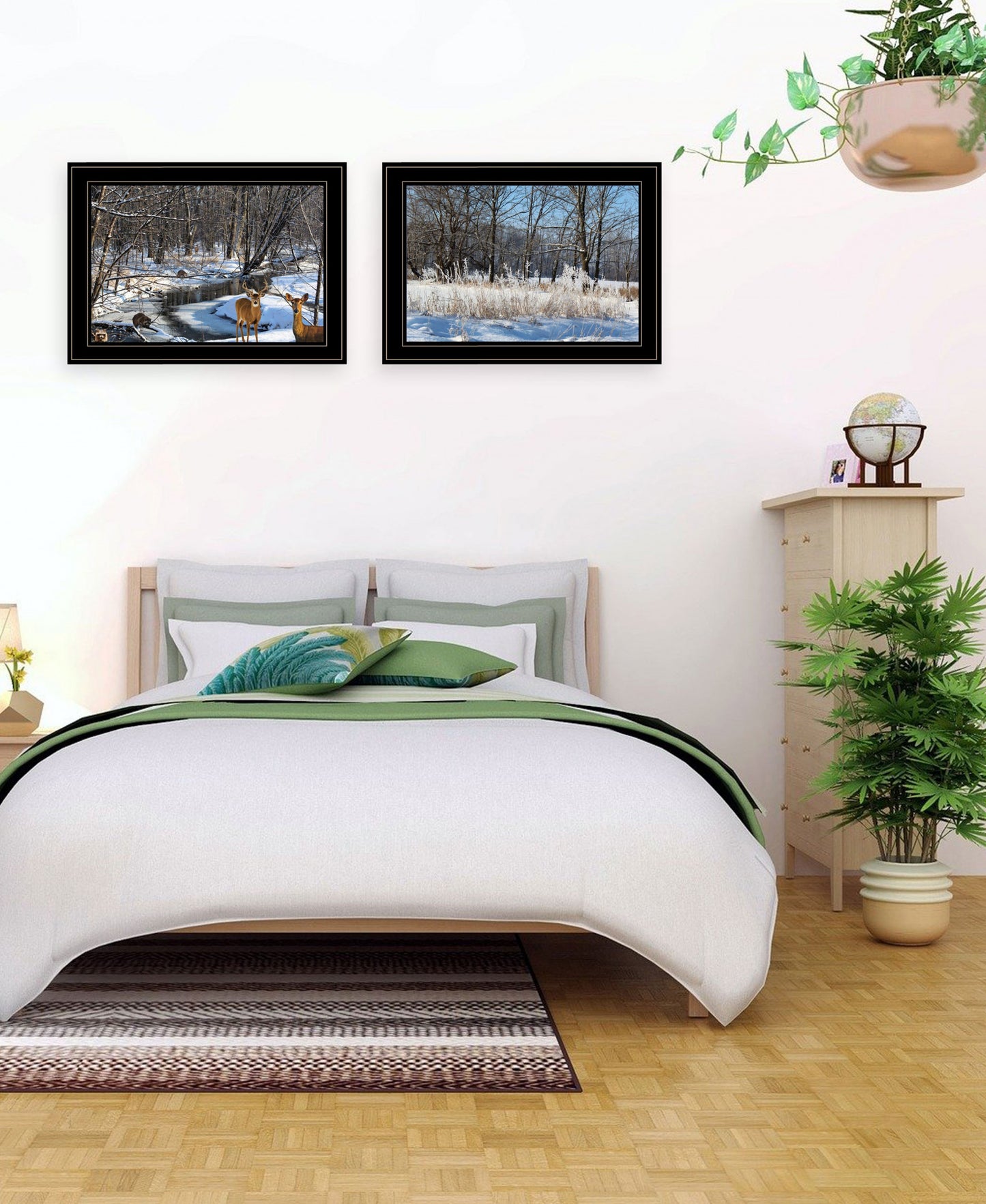 Set Of Two Great Outdoors Nature Or Winter Forest 4 Black Framed Print Wall Art