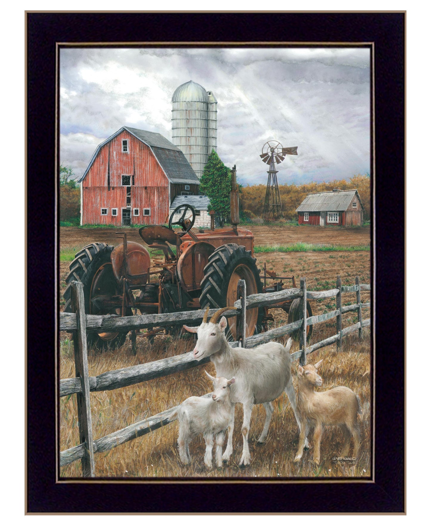 The Old Tractor 1 Black Framed Print Wall Art