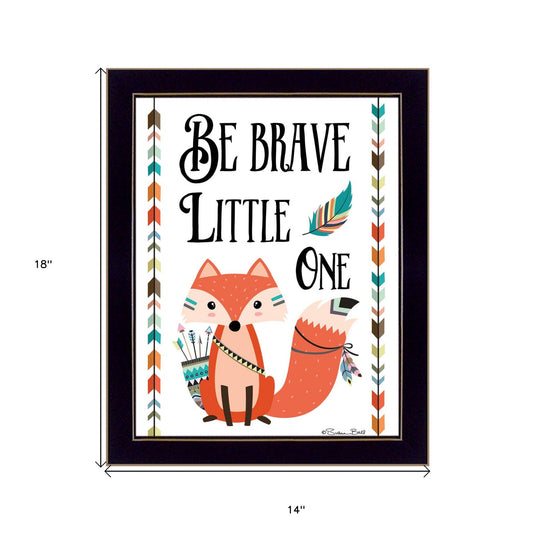 Be Brave Little One Fox Black Framed Print Wall Art