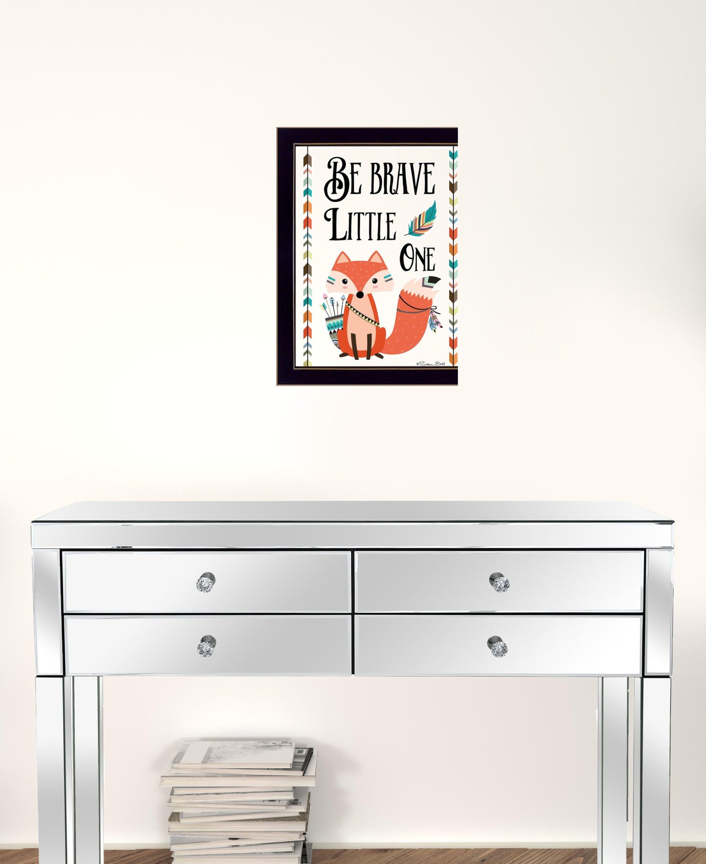 Be Brave Little One Fox Black Framed Print Wall Art