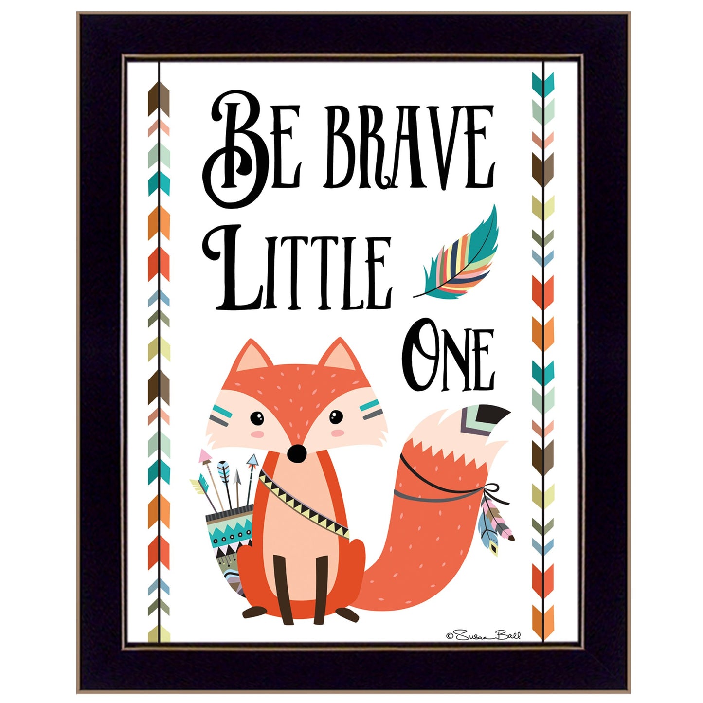 Be Brave Little One Fox Black Framed Print Wall Art