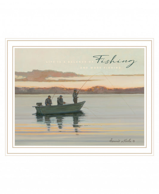 Fishing 2 White Framed Print Wall Art