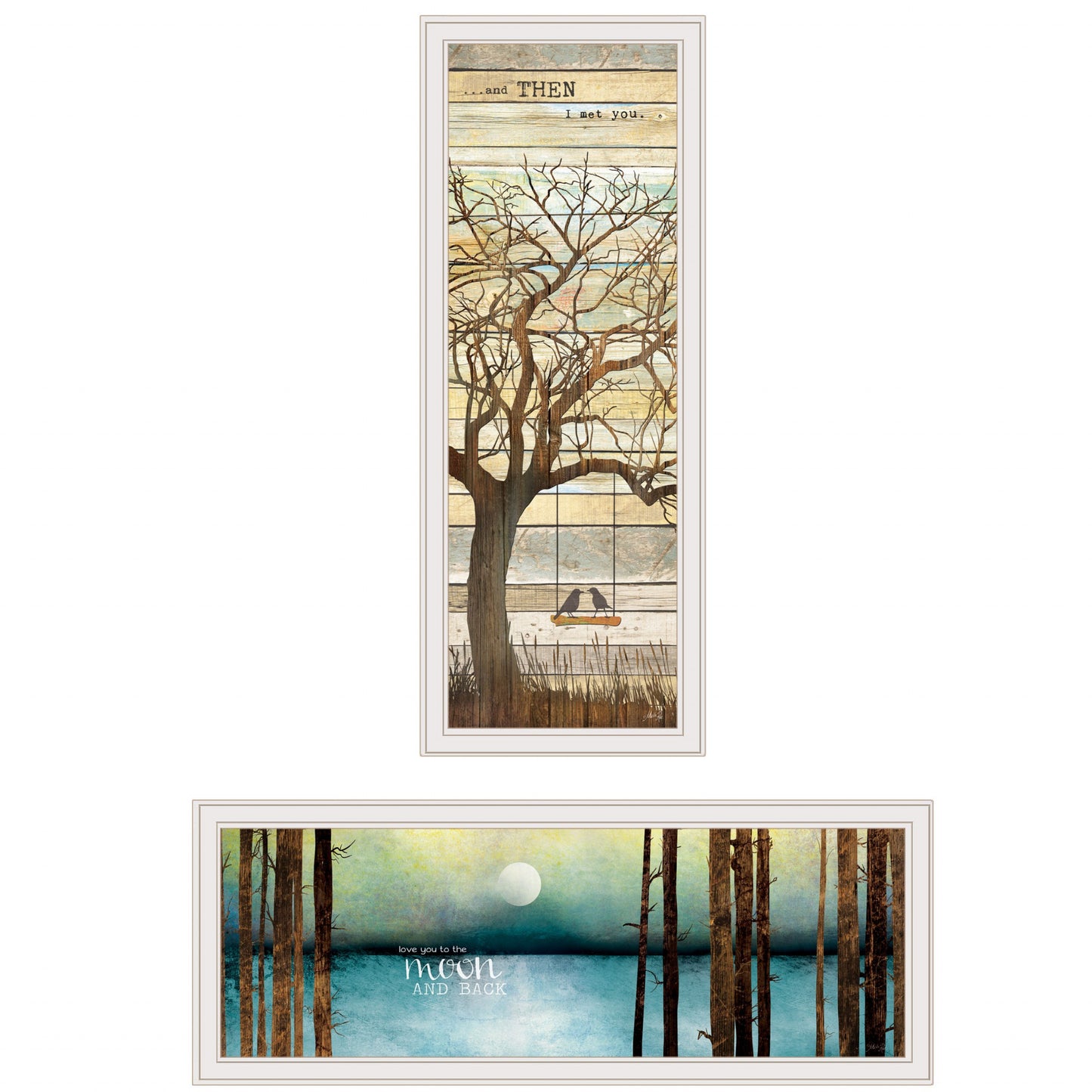 Set Of Two I Met You Or Living Your Dreams 2 White Framed Print Wall Art