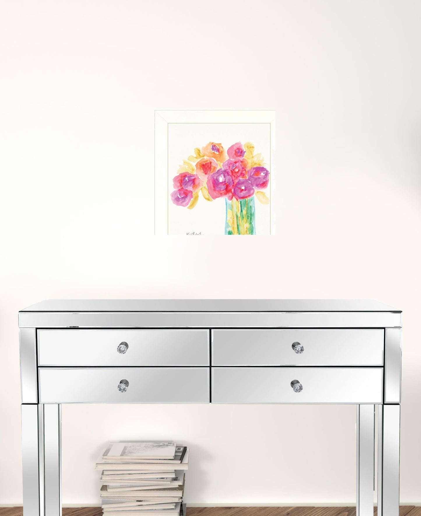 Set Of Two Simple Bouquets White Framed Print Wall Art