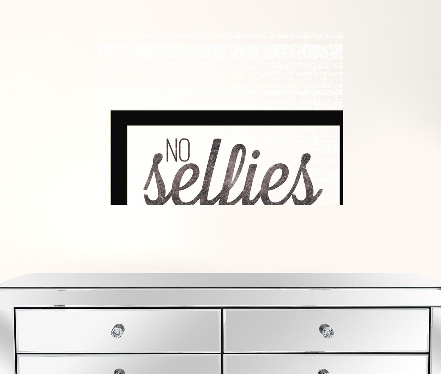 No Selfies In The Bathroom 4 Black Framed Print Wall Art