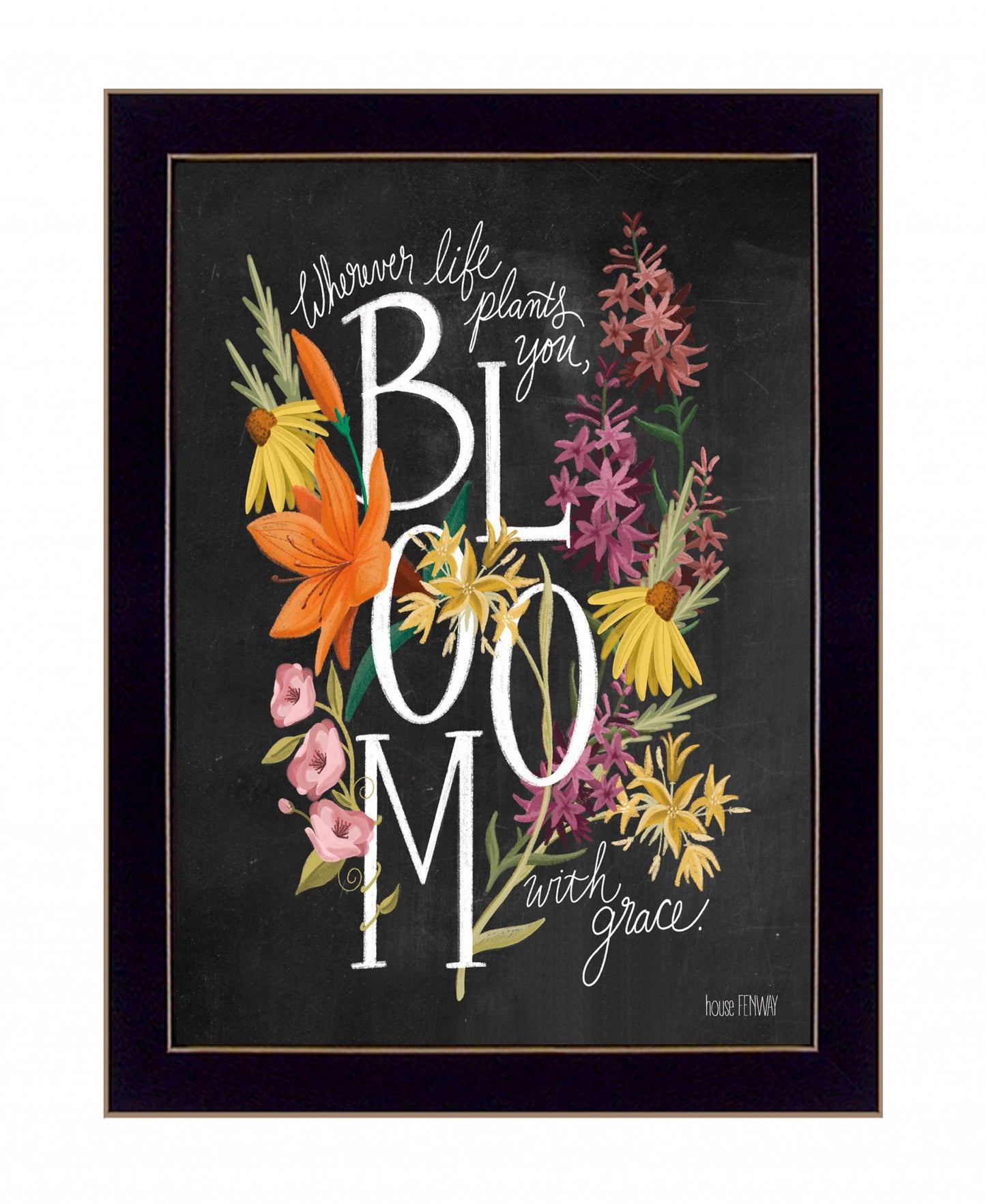 Bloom With Grace 1 Black Framed Print Wall Art