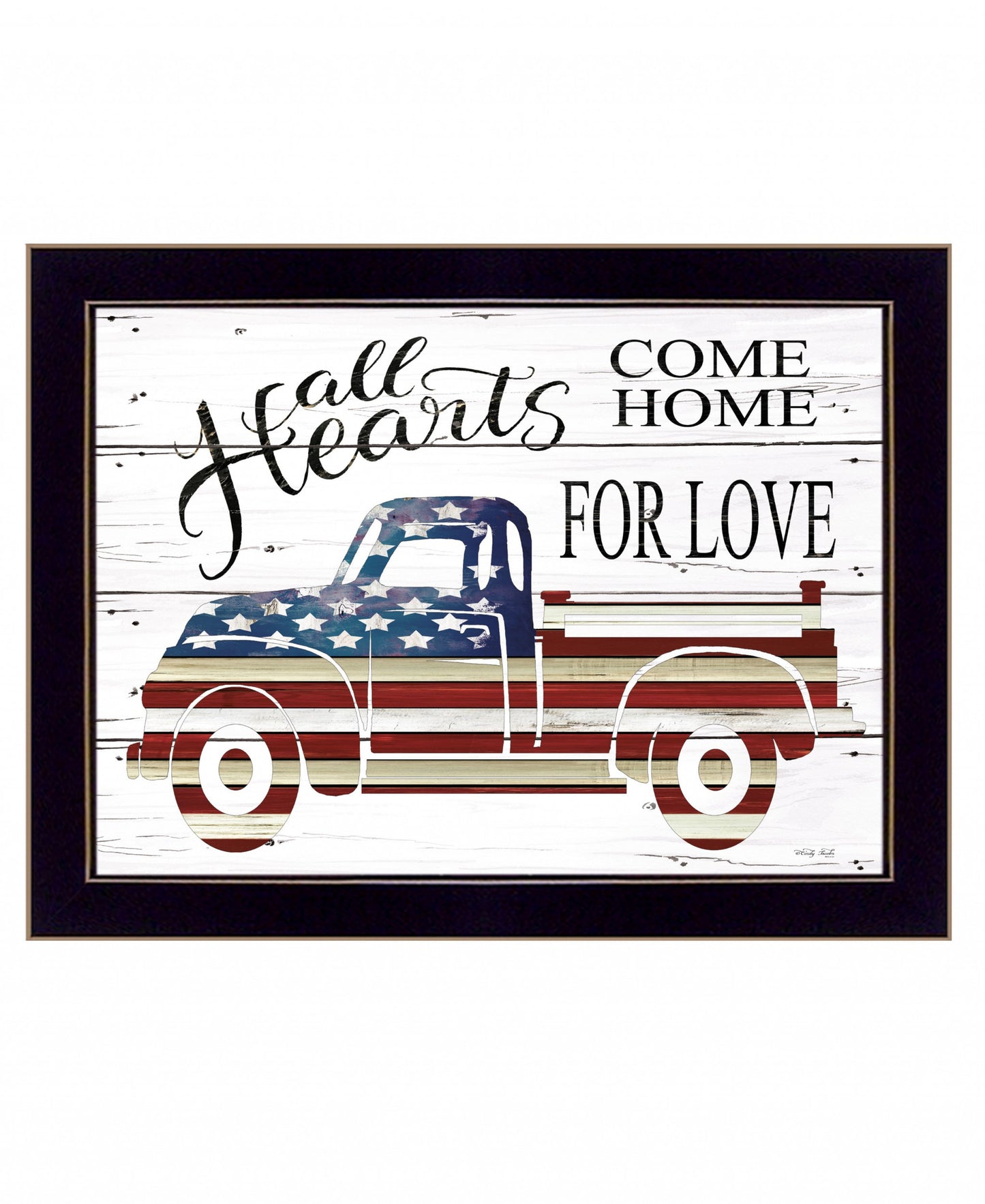 All Hearts Come Home For Love Truck 1 Black Framed Print Wall Art