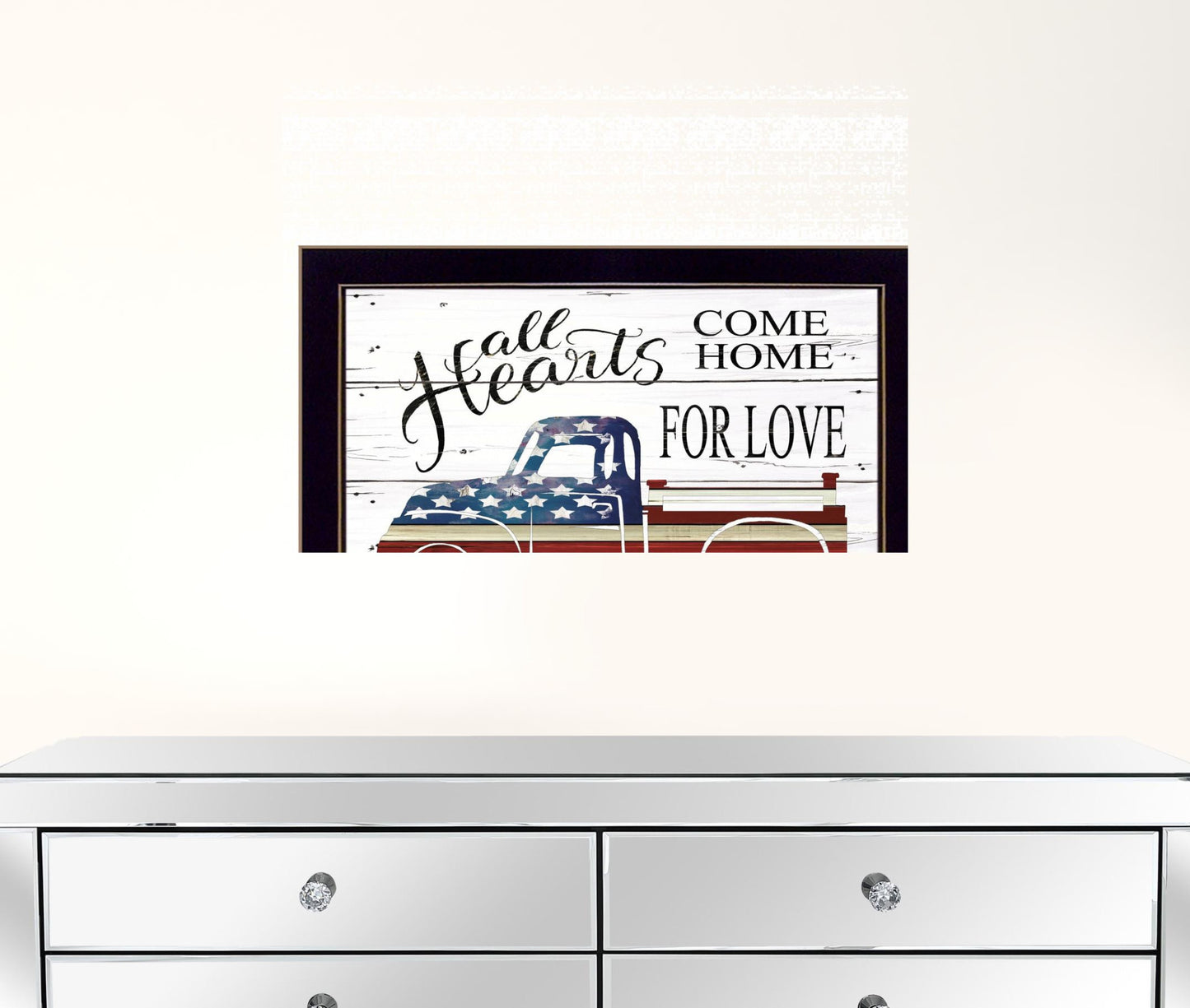 All Hearts Come Home For Love Truck 1 Black Framed Print Wall Art