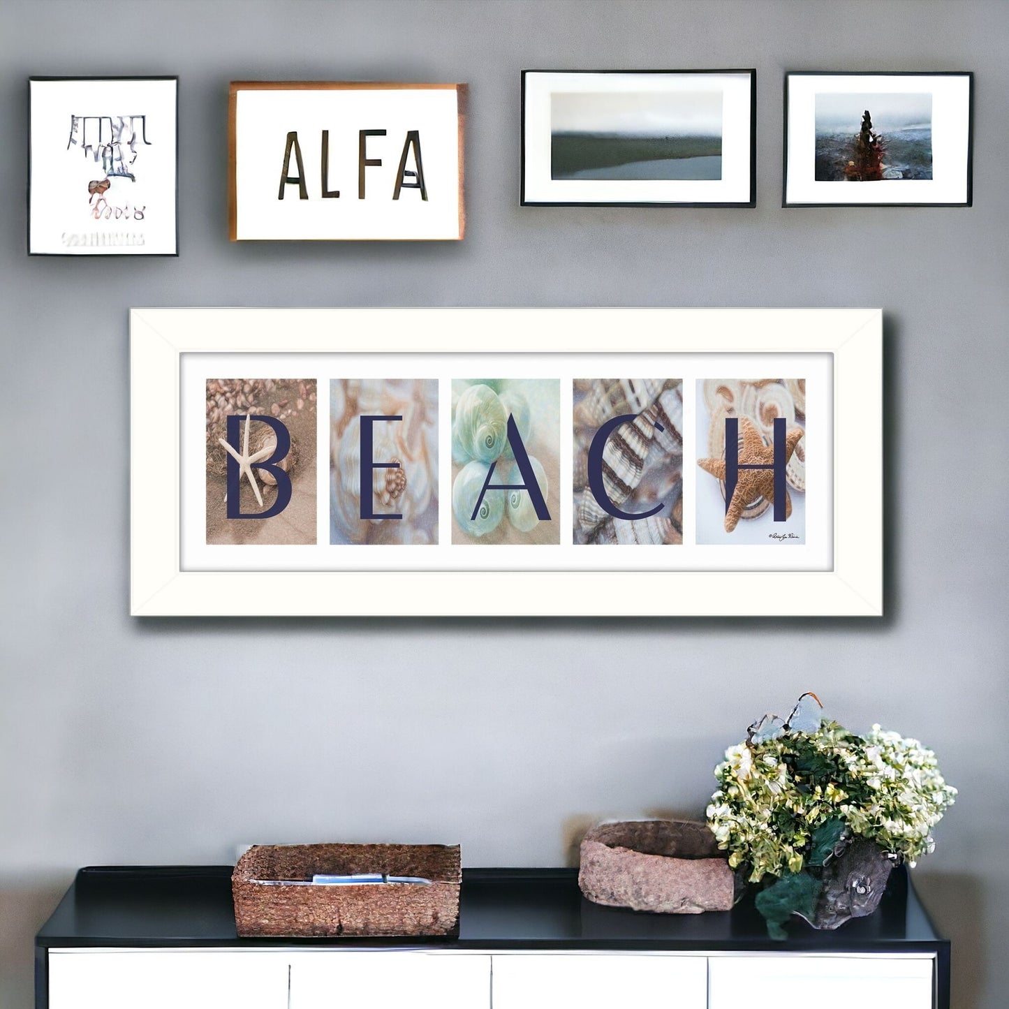 Beach 4 White Framed Print Wall Art