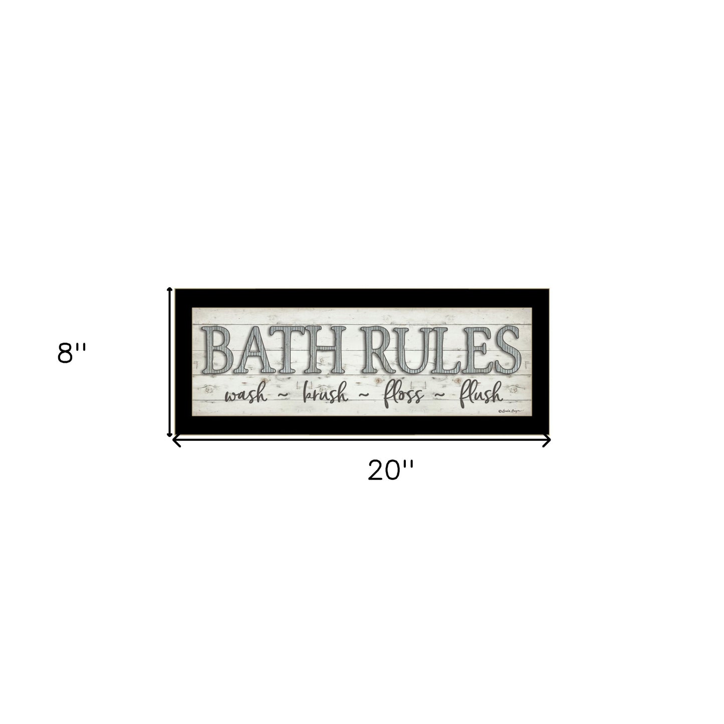 Bath Rules 3 Black Framed Print Wall Art