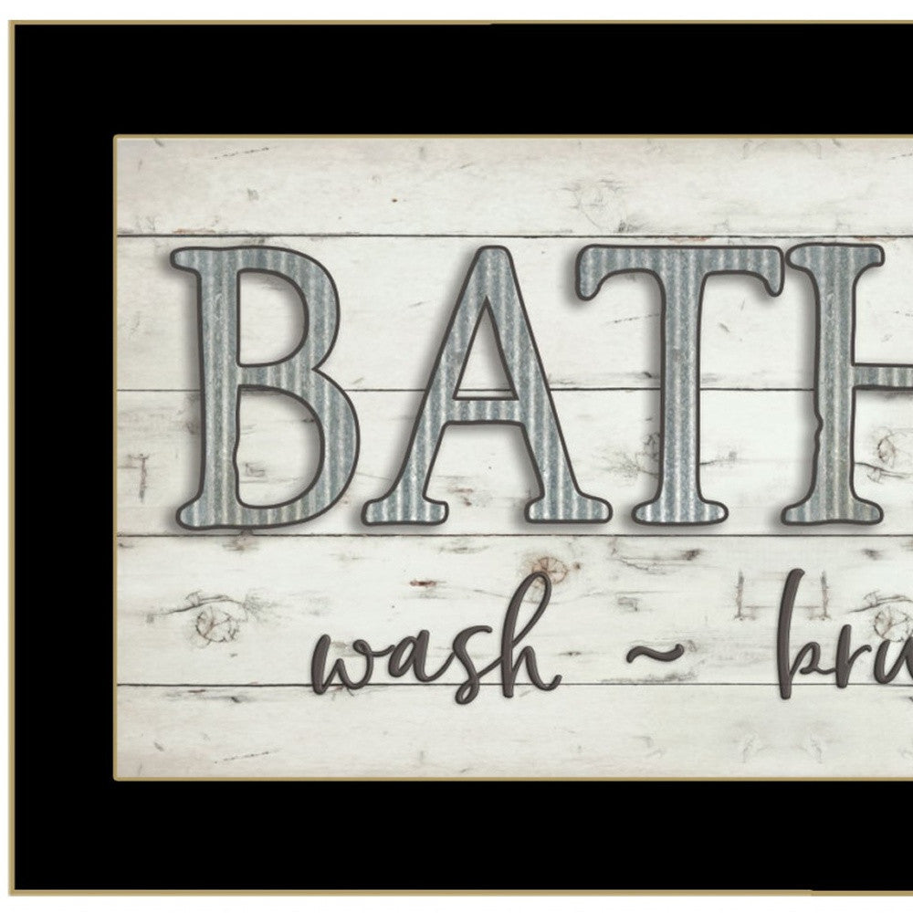 Bath Rules 3 Black Framed Print Wall Art