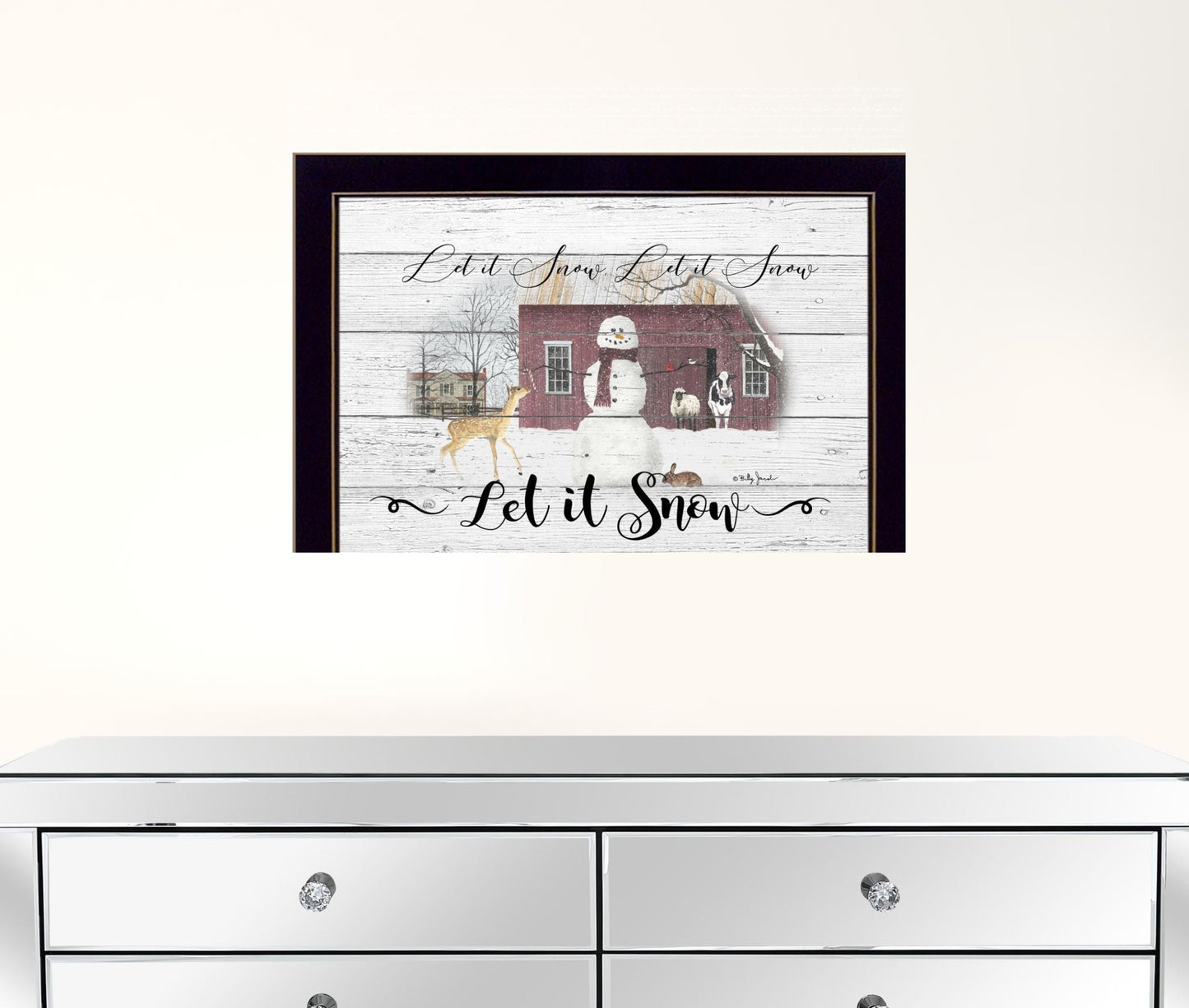 Let It Snow 1 Black Framed Print Wall Art