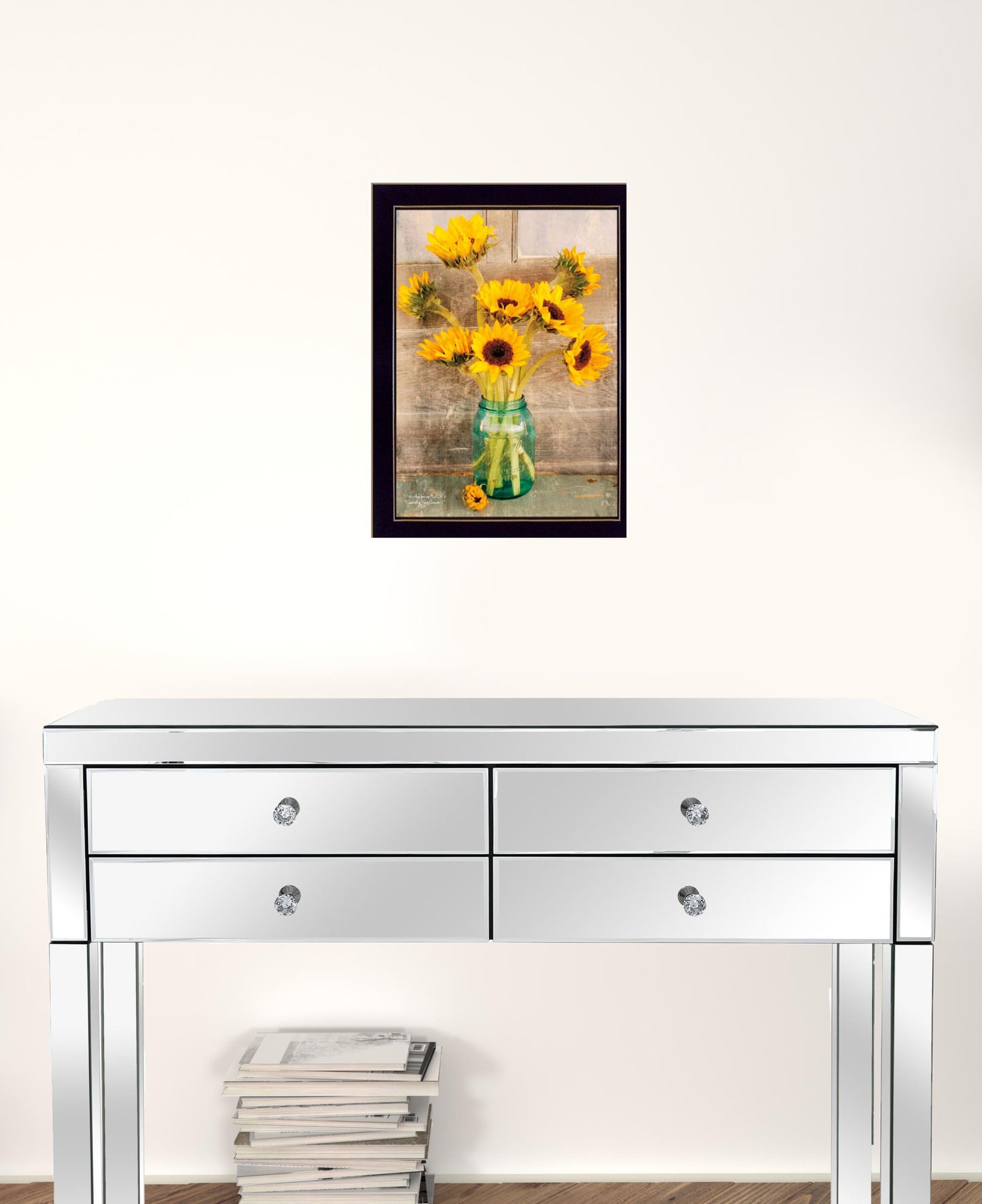 Country Sunflowers 1 Black Framed Print Wall Art