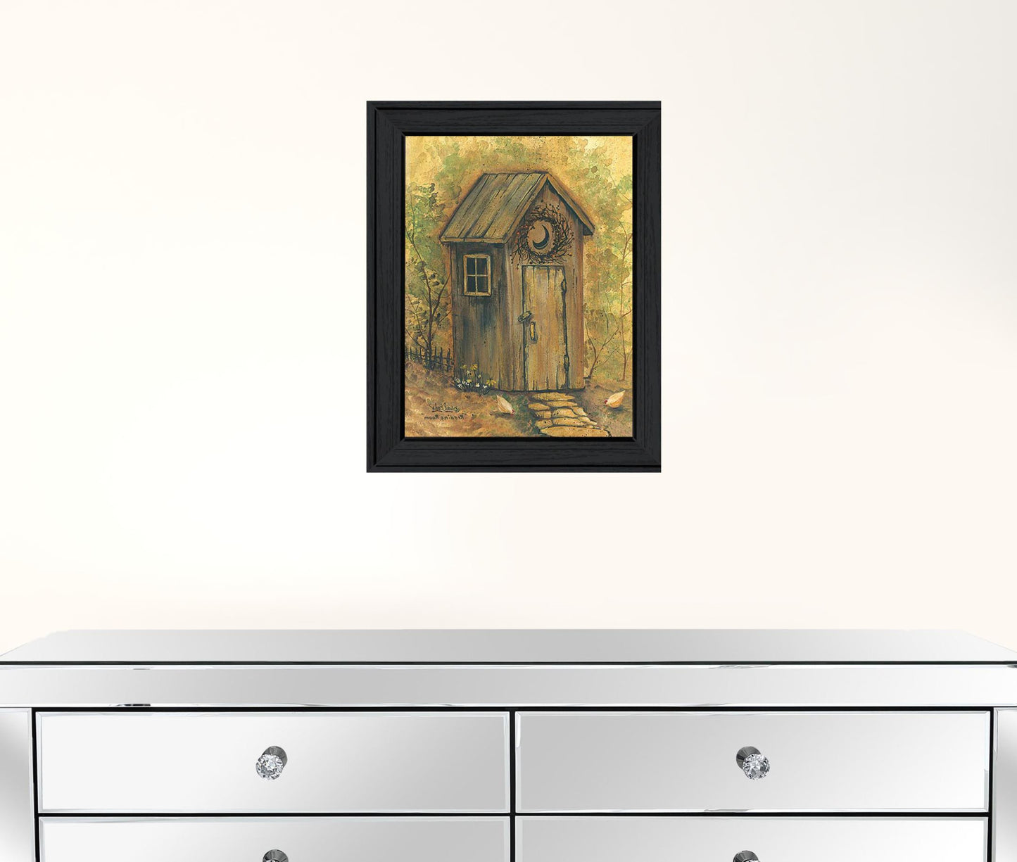 Reading Room 1 Black Framed Outhouse Bathroom Print Wall Art