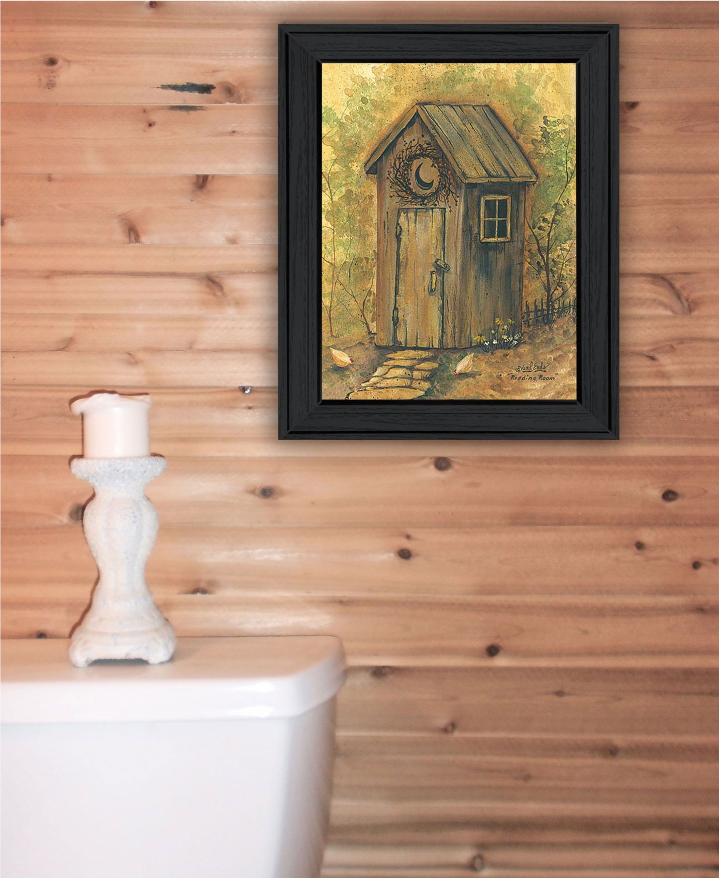 Reading Room 1 Black Framed Outhouse Bathroom Print Wall Art