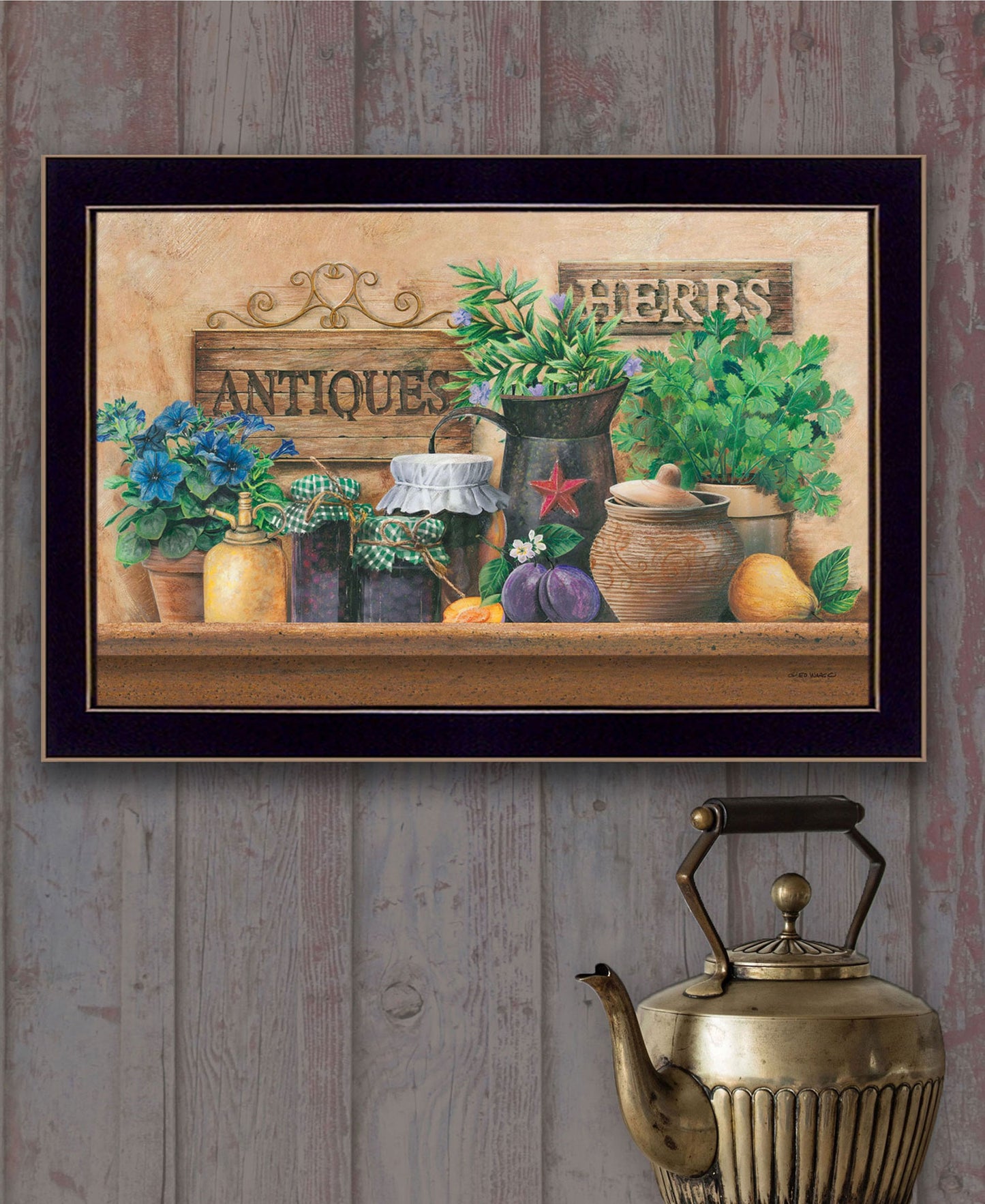 Antiques & Herbs Black Framed Print Wall Art