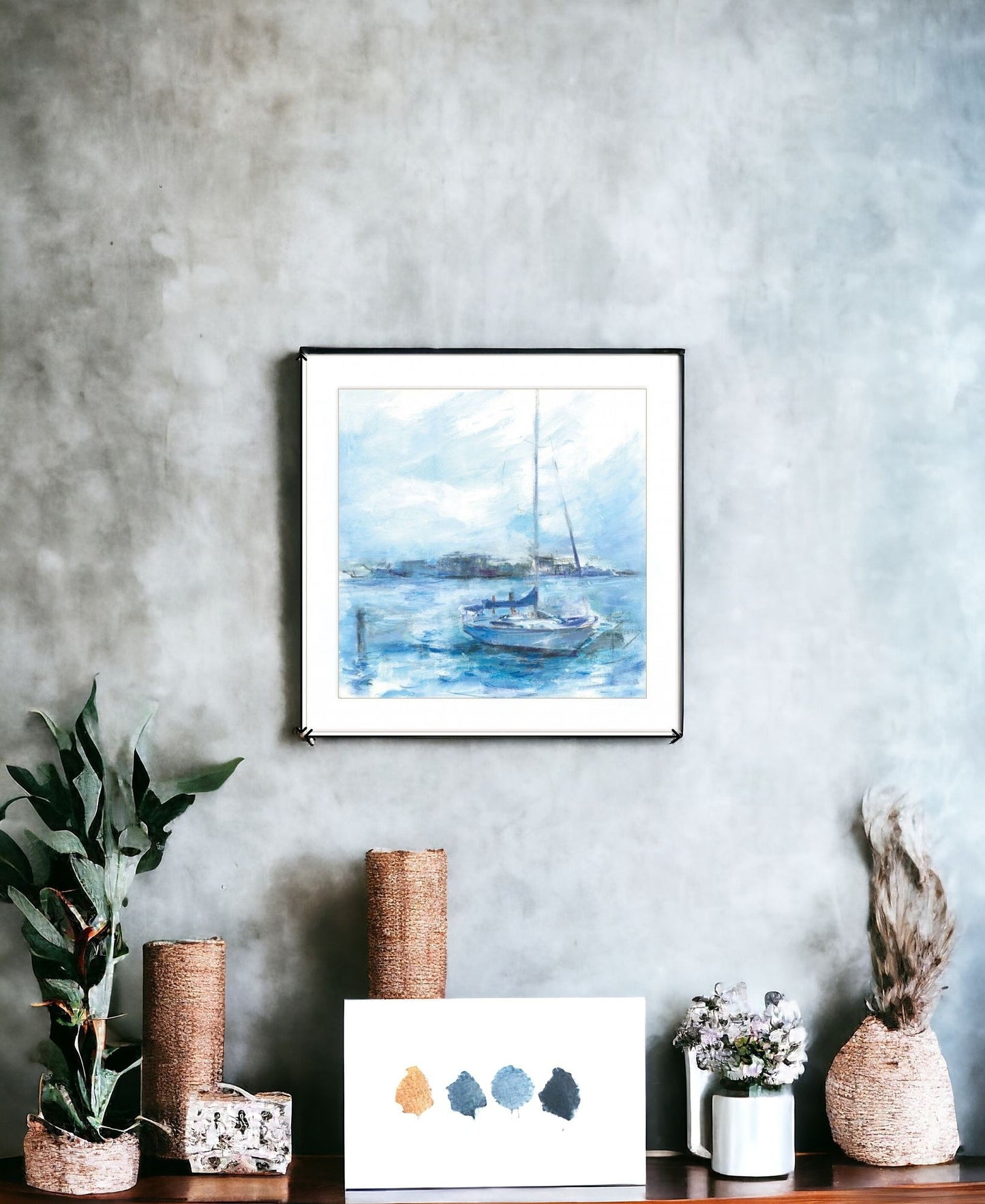 Serenity Sloop 1 White Framed Print Wall Art