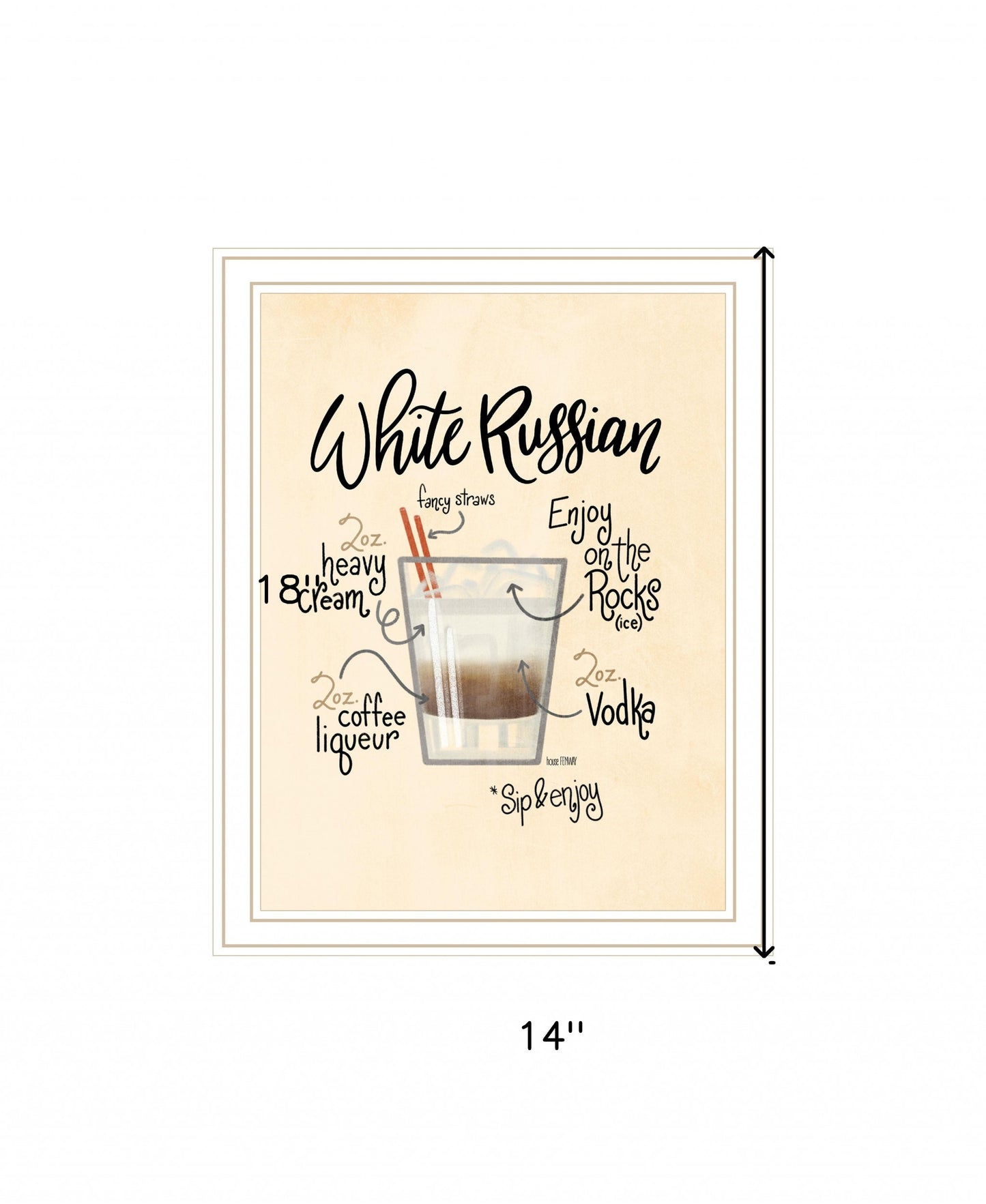 White Russian White Framed Print Wall Art