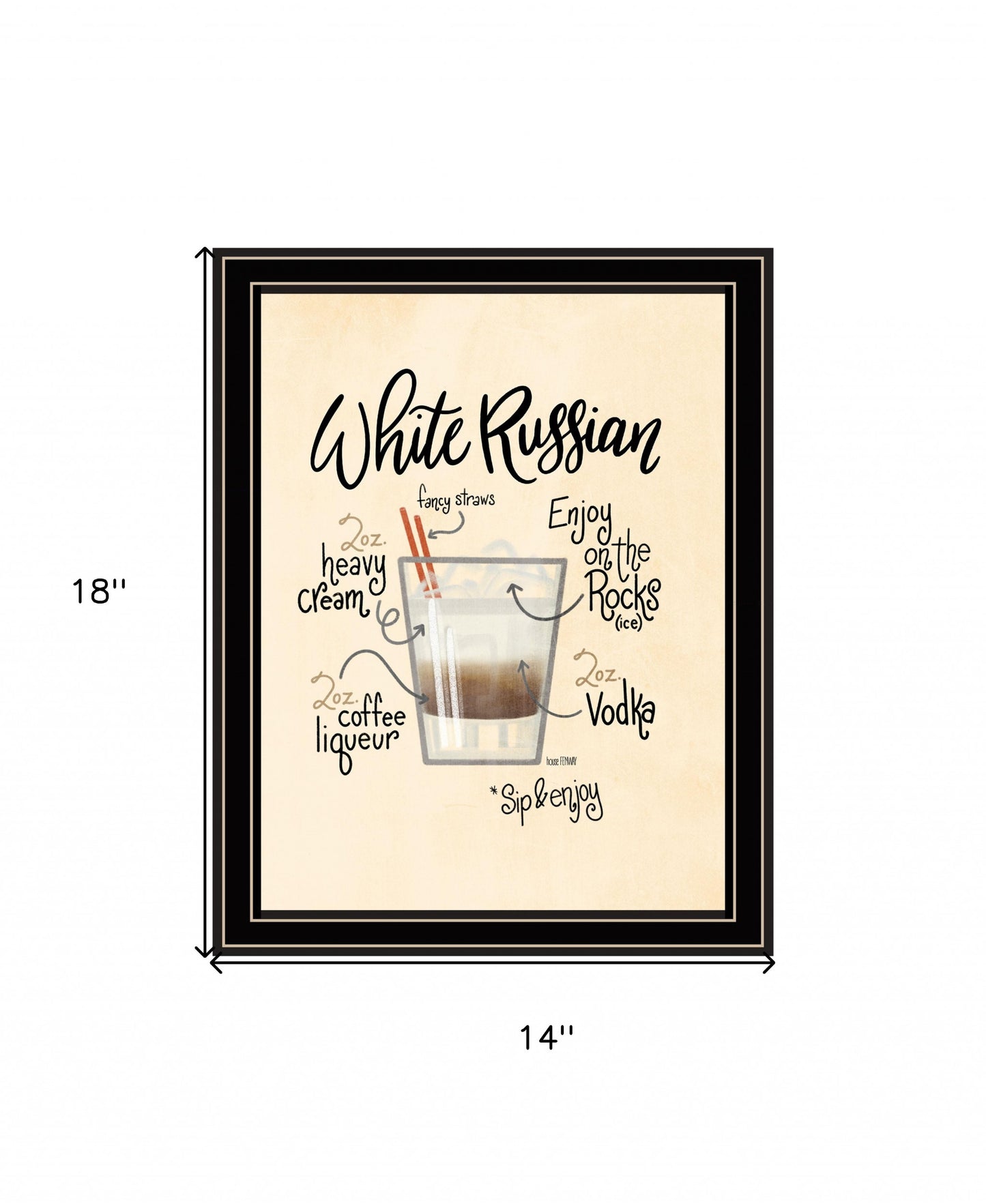 White Russian Black Framed Print Wall Art