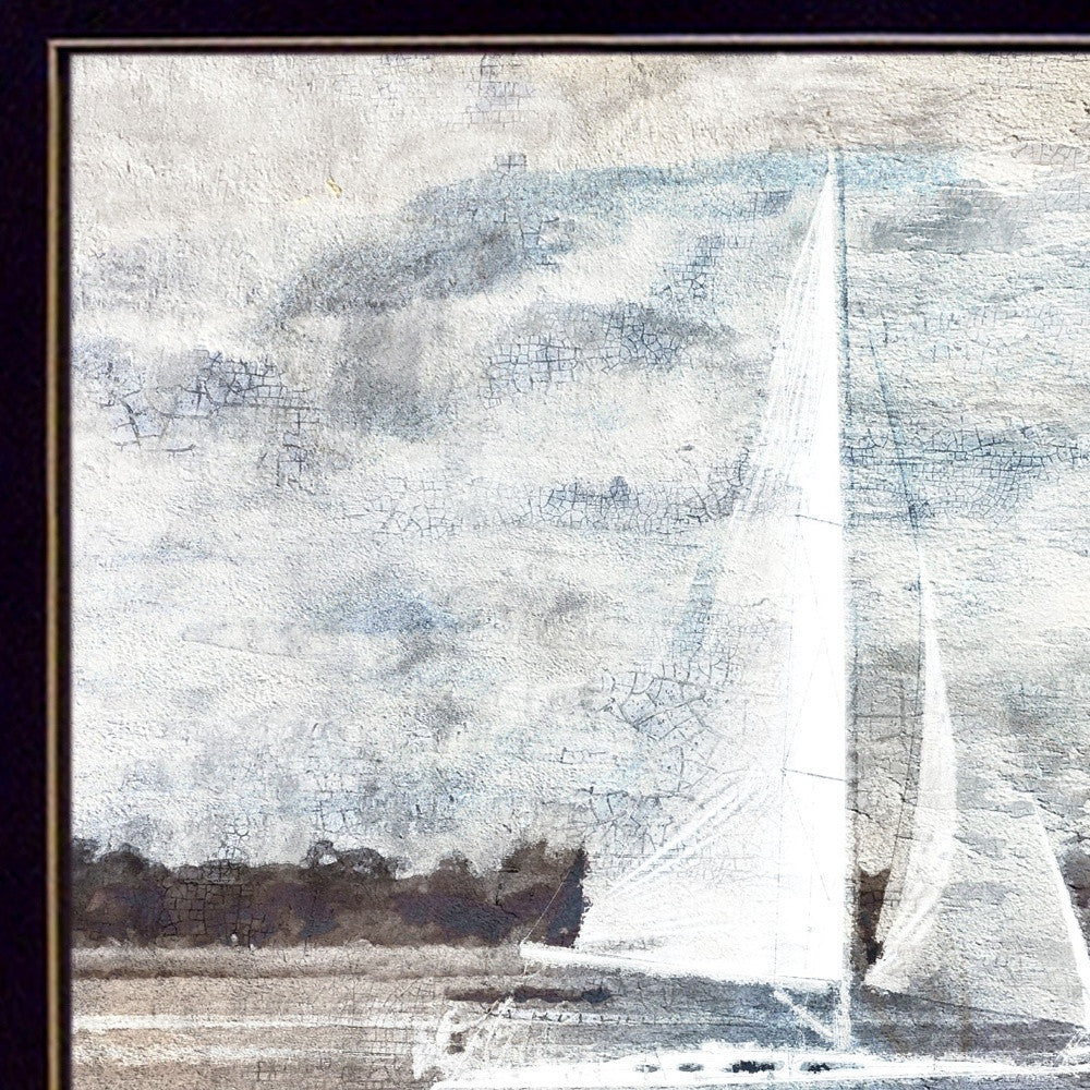 Sailboat On Water 1 Black Framed Print Wall Art