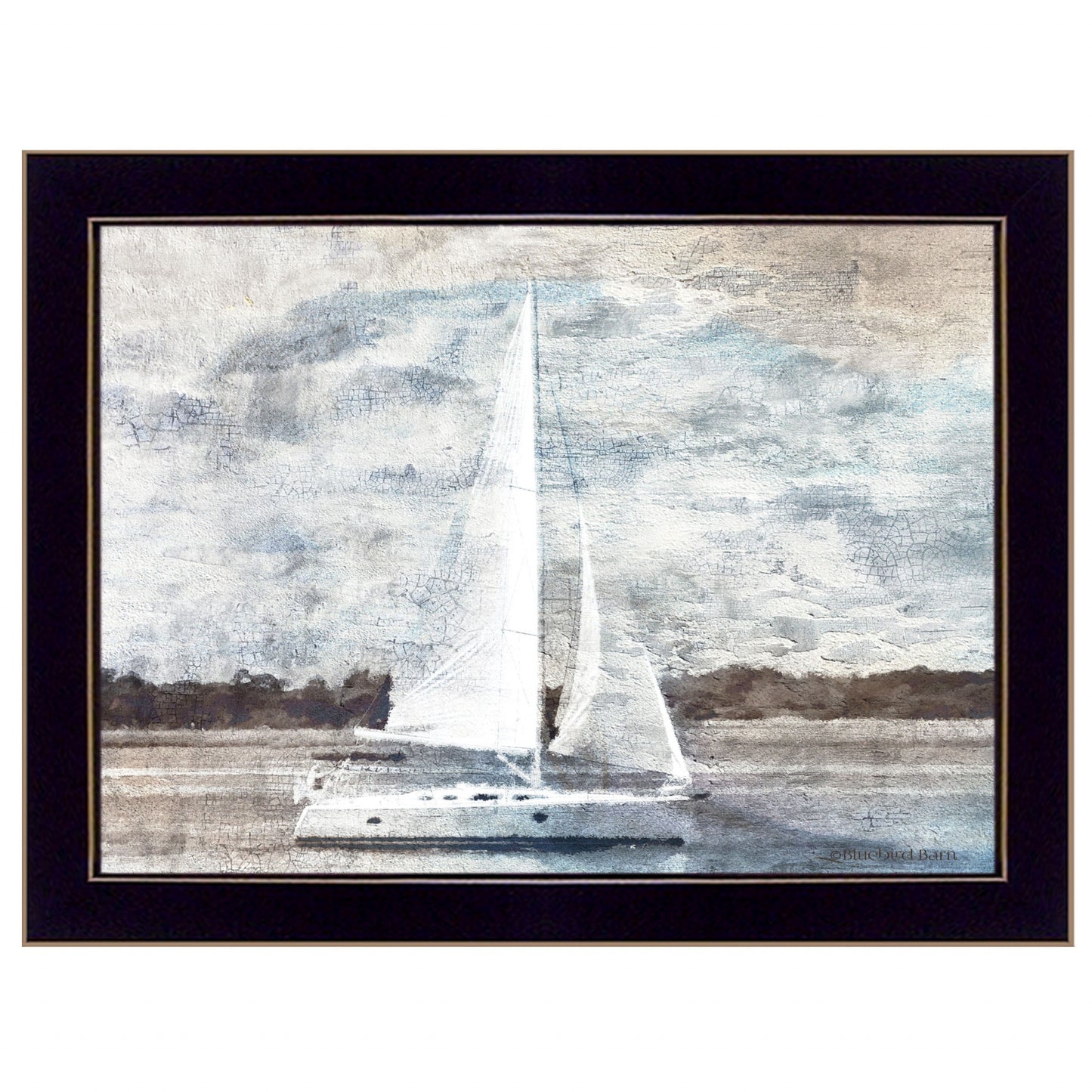 Sailboat On Water 1 Black Framed Print Wall Art