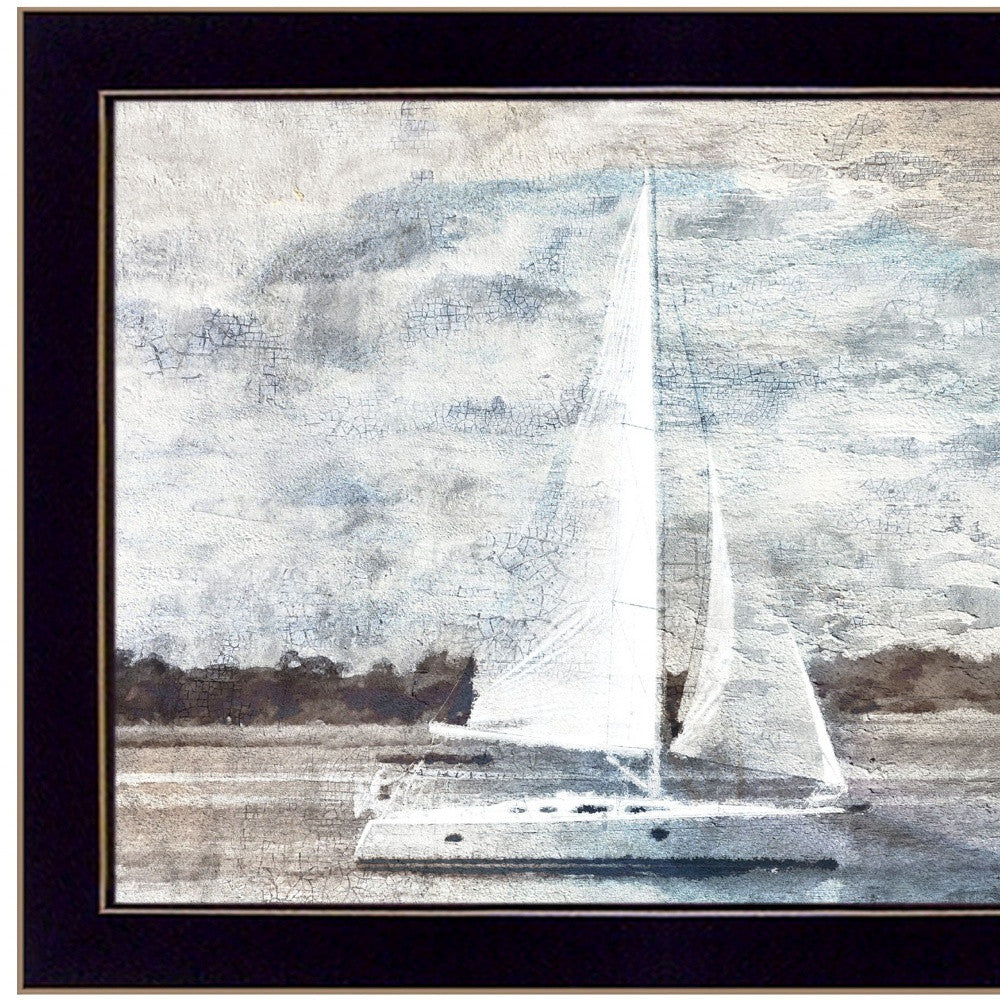 Sailboat On Water 1 Black Framed Print Wall Art