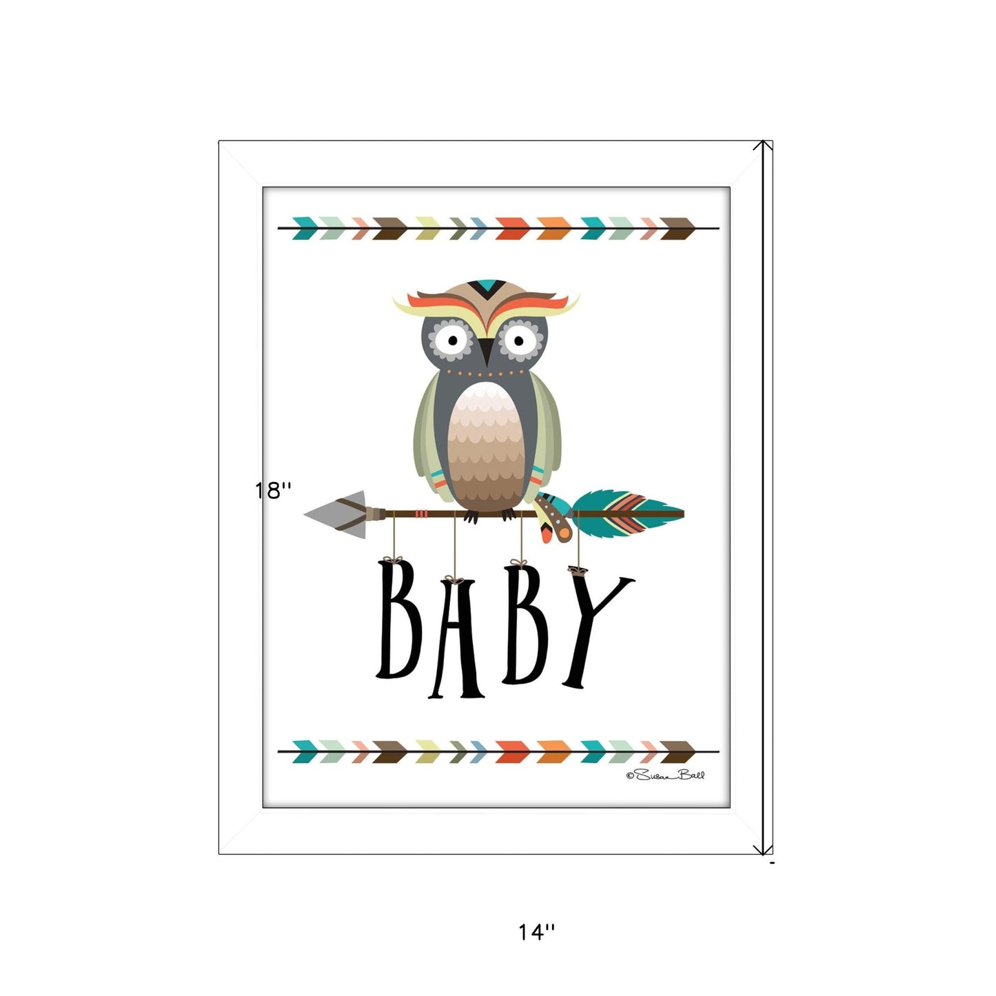 Owl Baby 2 White Framed Print Wall Art