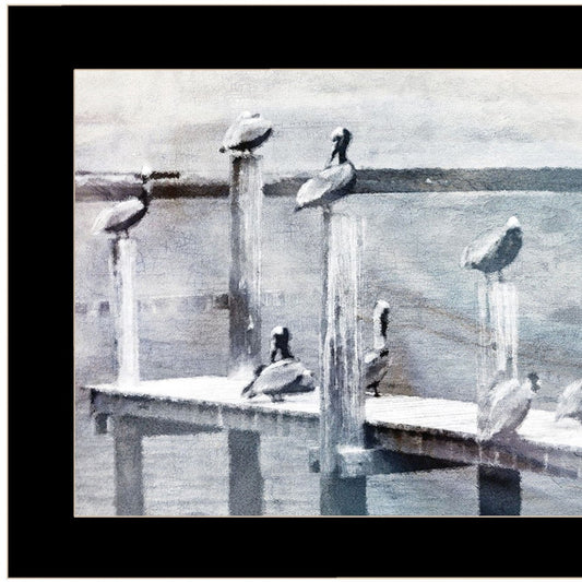 Birds On A Pier 1 Black Framed Print Wall Art