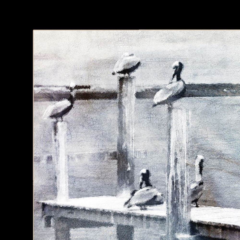 Birds On A Pier 1 Black Framed Print Wall Art