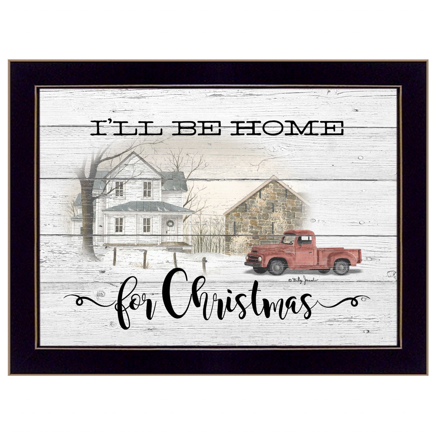 Ill Be Home For Christmas 1 Black Framed Print Wall Art