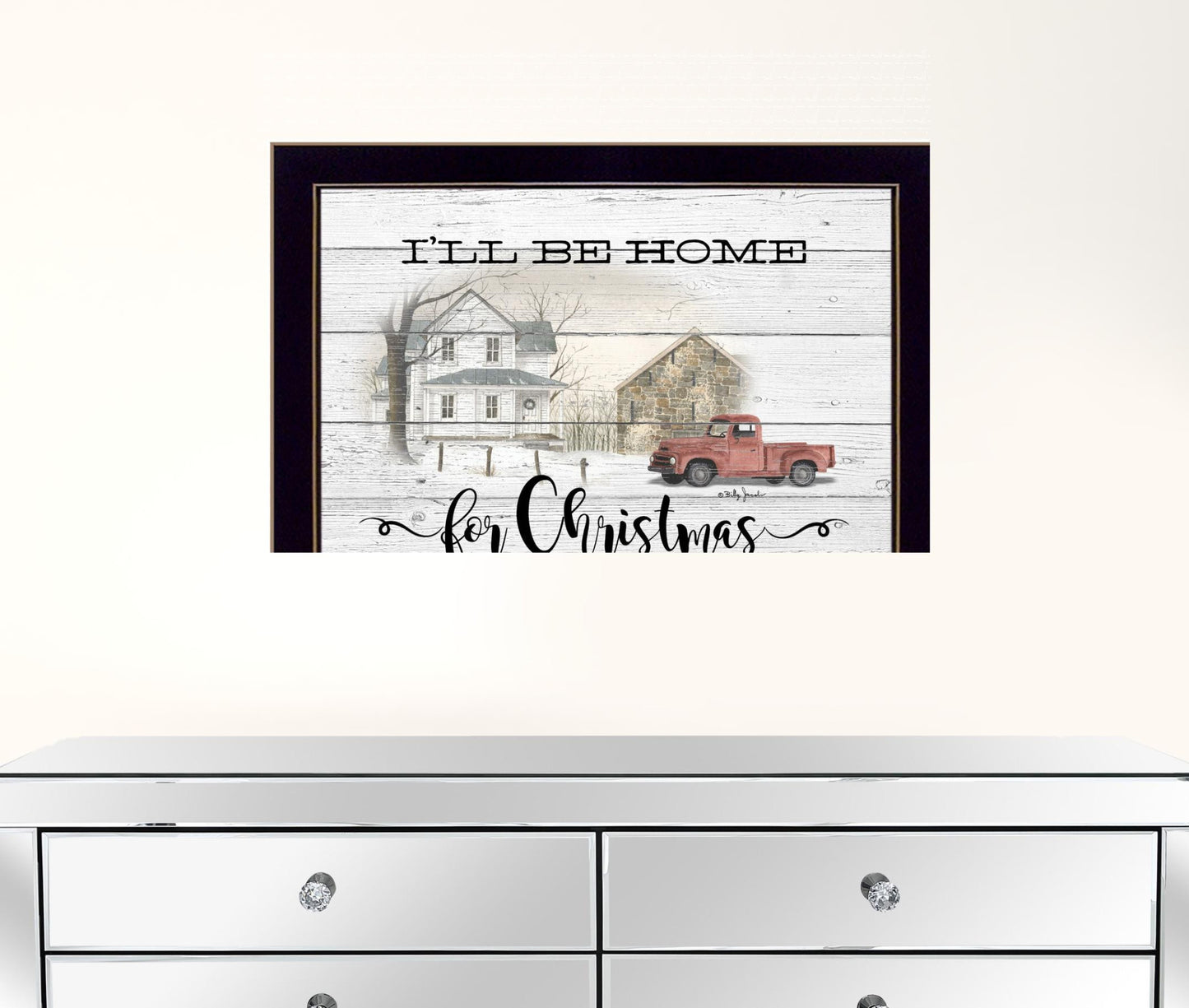 Ill Be Home For Christmas 1 Black Framed Print Wall Art