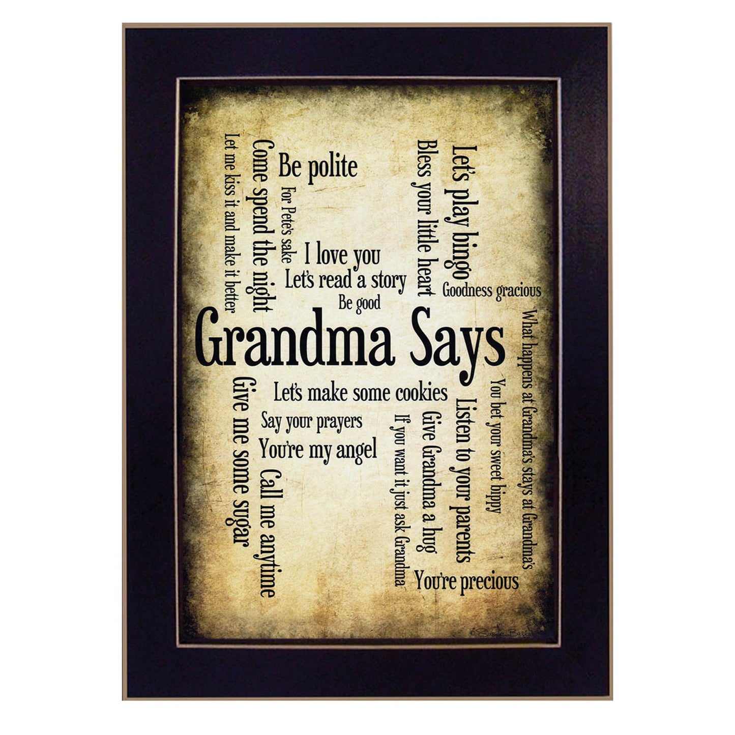 Grandma Says 1 Black Framed Print Wall Art