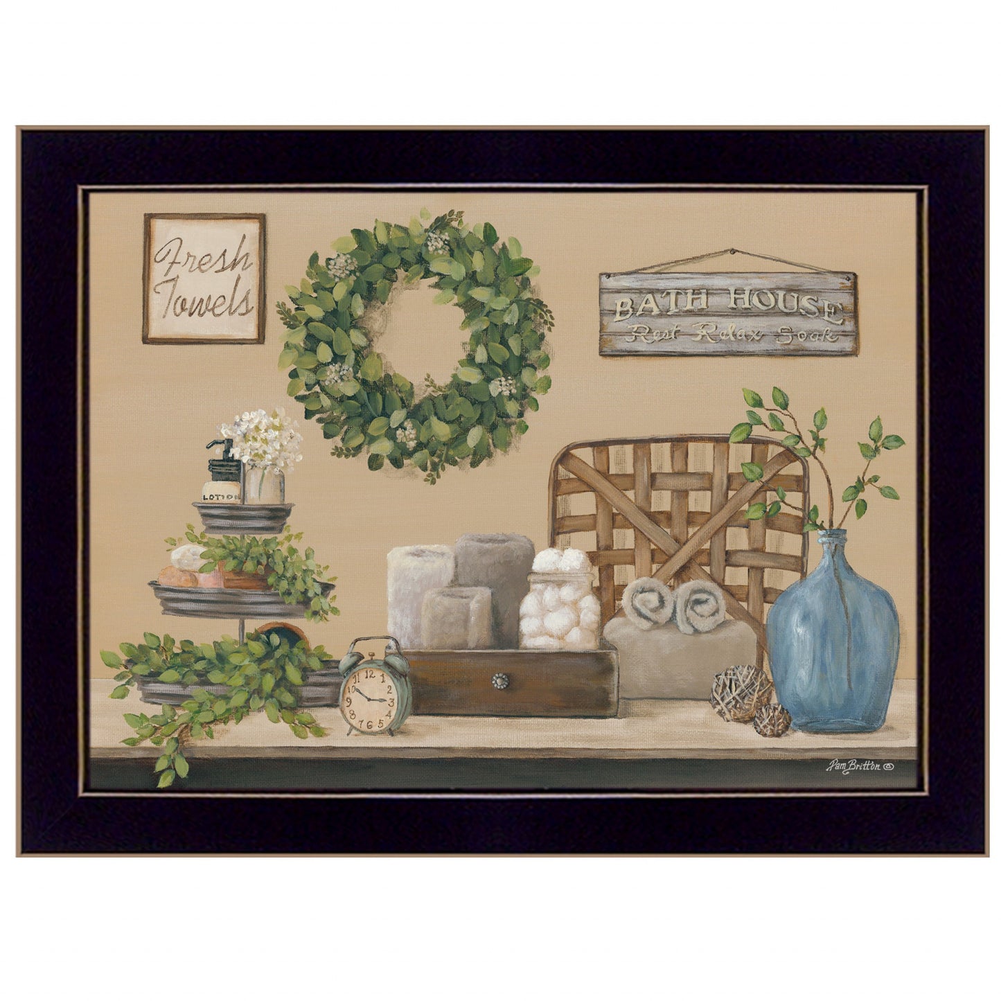 Farmhouse Bathhouse Black Framed Print Bathroom Wall Art