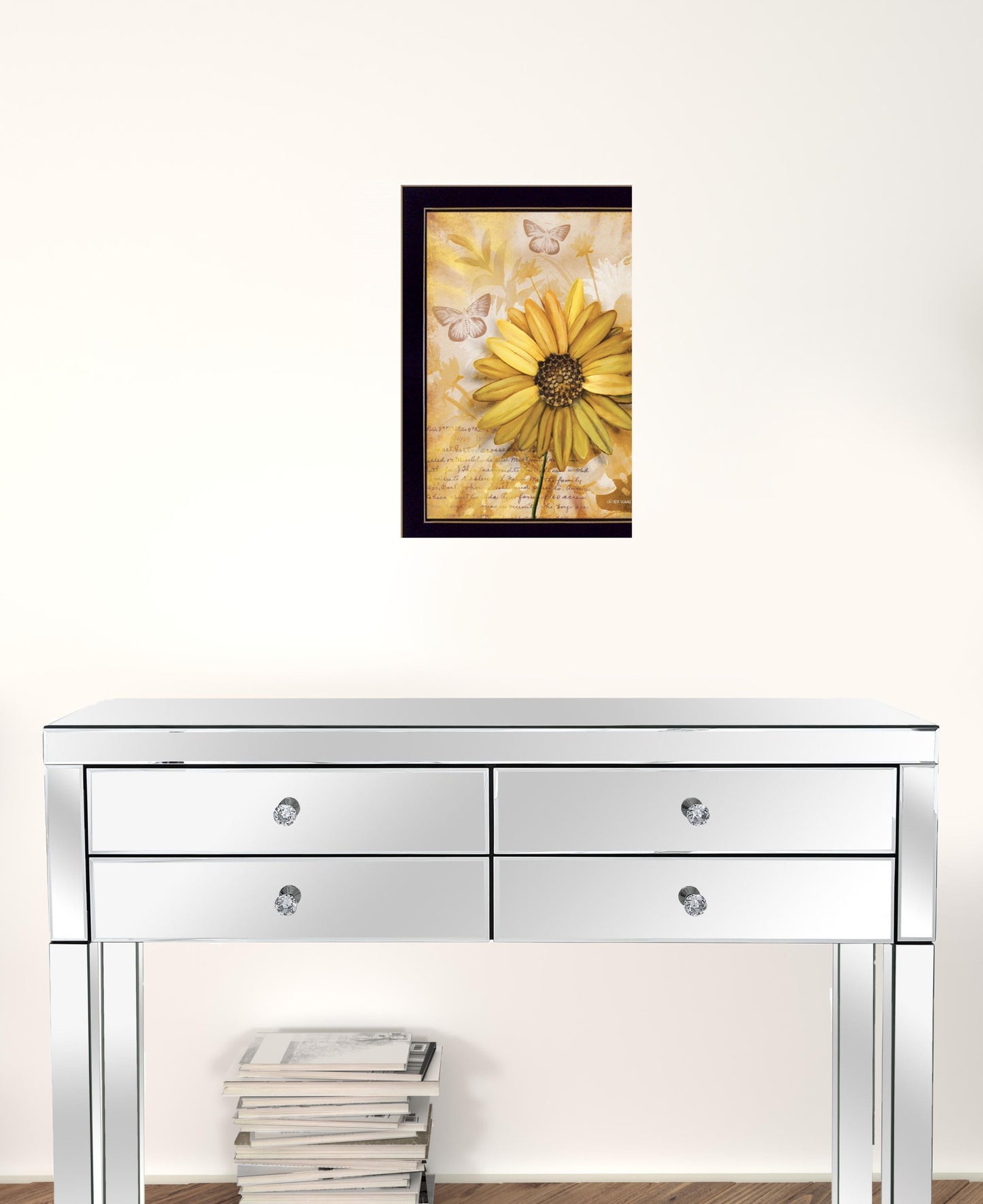 Flowers & Butterflies II 1 Black Framed Print Wall Art