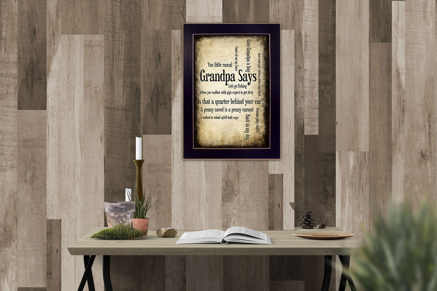 Grandpa Says Black Framed Print Wall Art