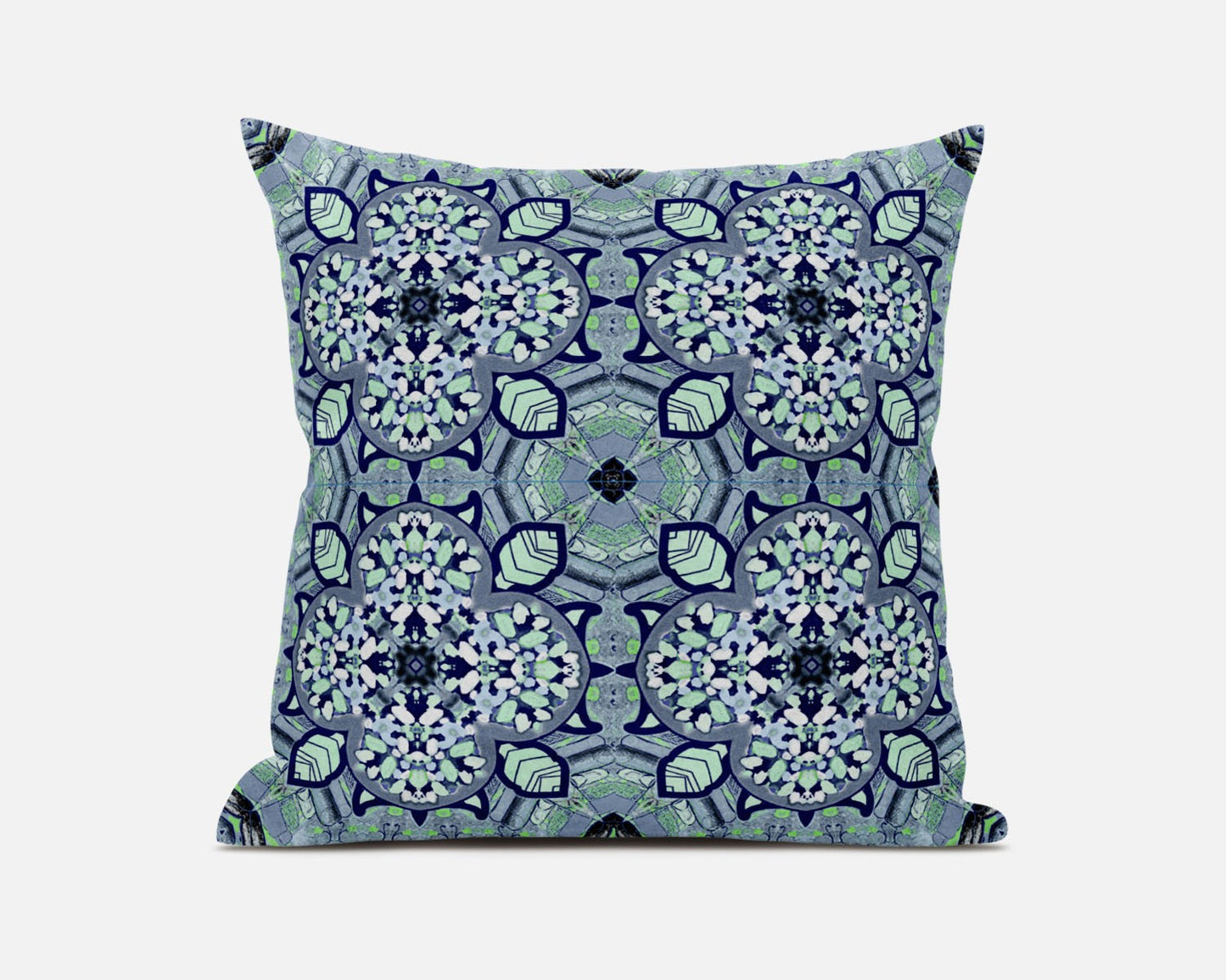 16"X16" Aqua Microsuede Quatrefoil Zippered Pillow