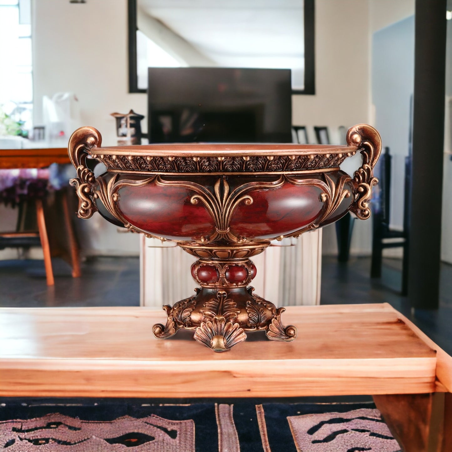 10" Brown And Gold Polyresin Decorative Bowl