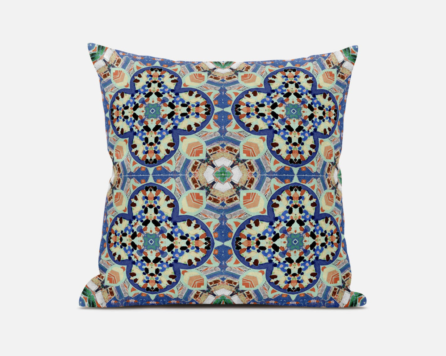 16"X16" Blue And Purple Microsuede Quatrefoil Zippered Pillow