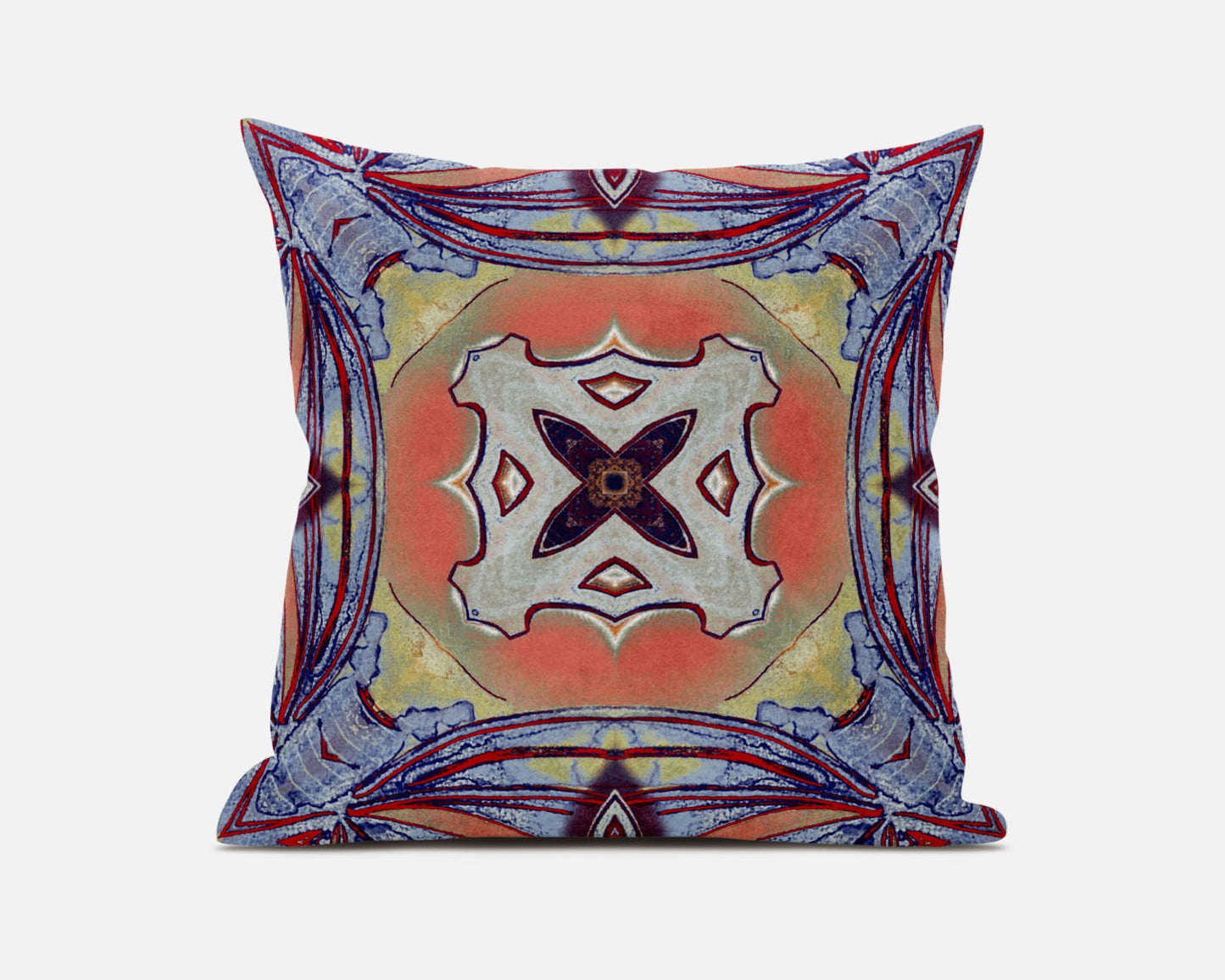 16" X 16" Purple Orange Geometric Zippered Suede Throw Pillow