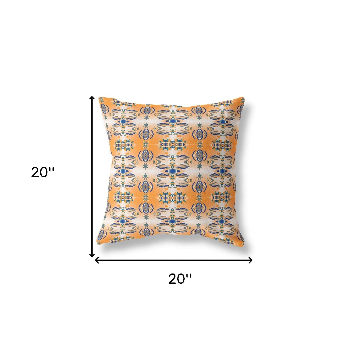 20" X 20" Orange And Gray Abstract Blown Seam Suede Throw Pillow