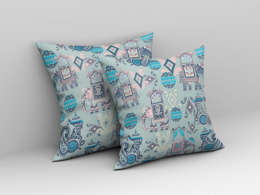20" X 20" Gray And Pink Paisley Blown Seam Suede Throw Pillow