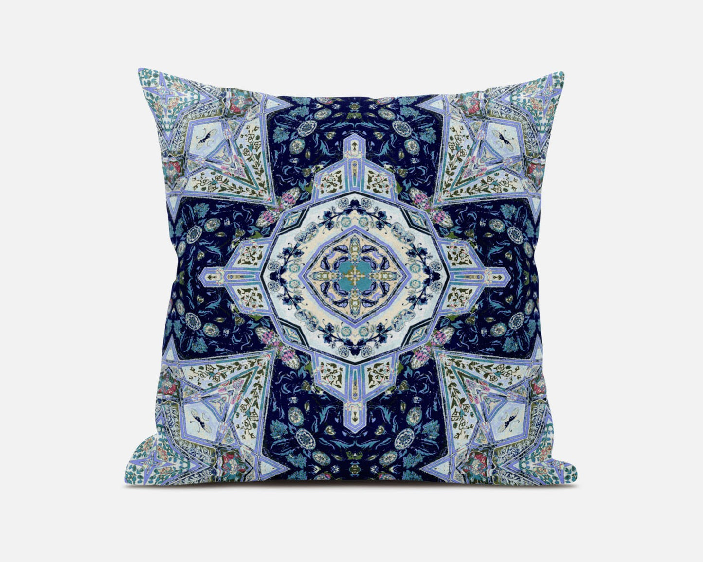 16"X16" Indigo Microsuede Geometric Zippered Pillow