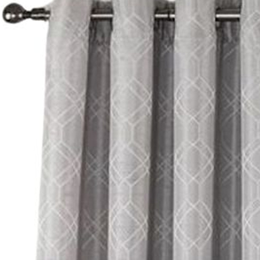 84" Silver Linework Textured Window Curtain Panel