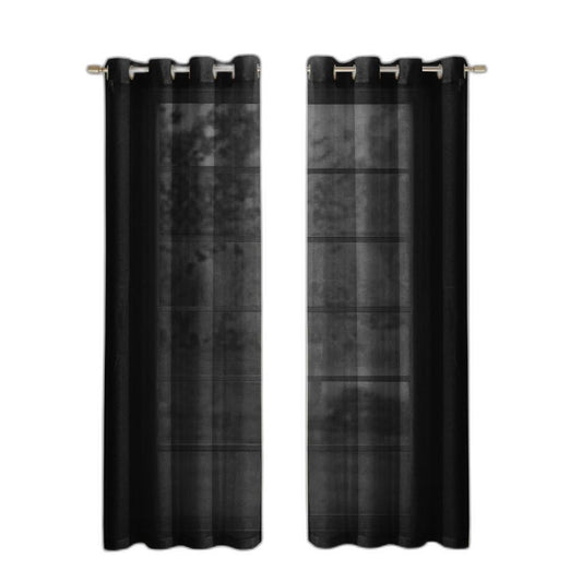 Set of Two 84"  Black Solid Modern Window Panels