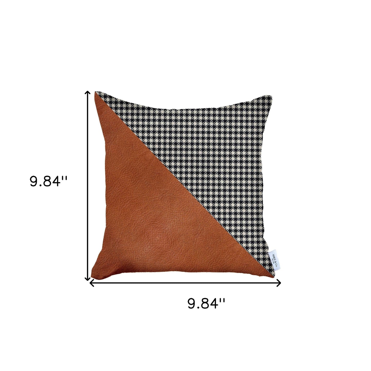 18" X 18" Brown And Black Houndstooth Zippered Handmade Polyester Throw Pillow Cover