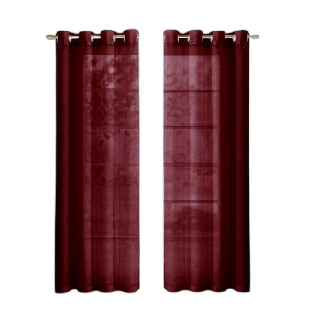 Set of Two 84"  Burgundy Solid Modern Window Panels