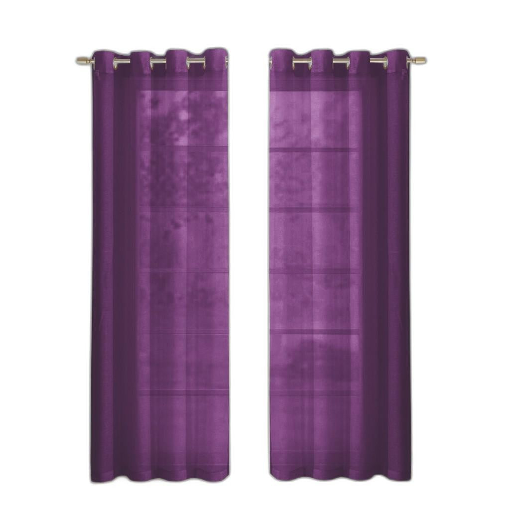 Set of Two 84"  Purple Solid Modern Window Panels